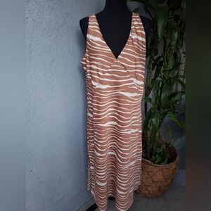 a new day Brown and White Striped Midi Dress Size XL